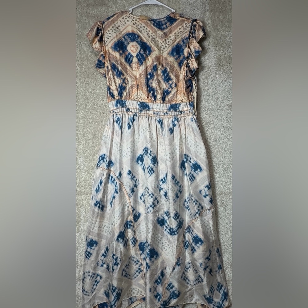 Ulla Johnson Blue and Cream Floral Ruffle Midi Dress - Picture 15 of 16